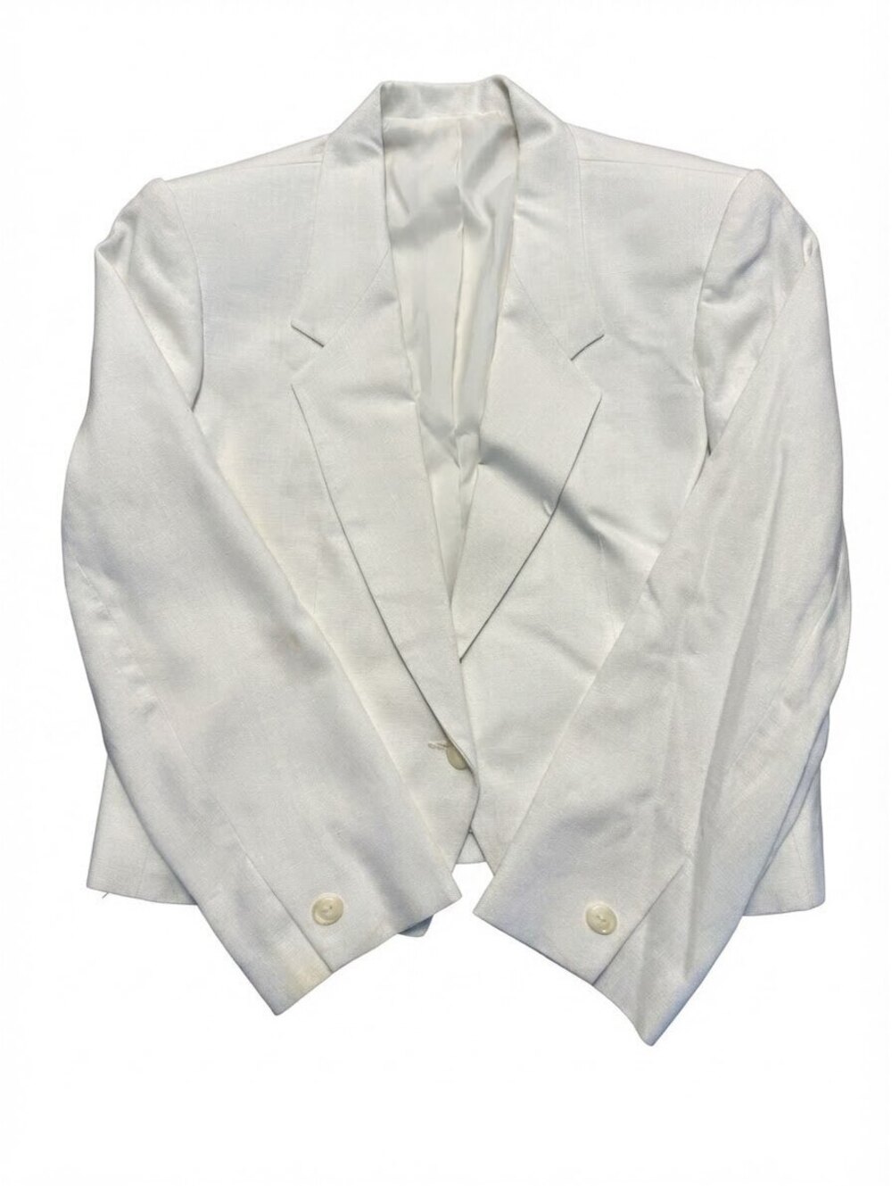 Pinstripes Petites White Linen Blend Blazer Jacket Women’s Size 10 USA Made